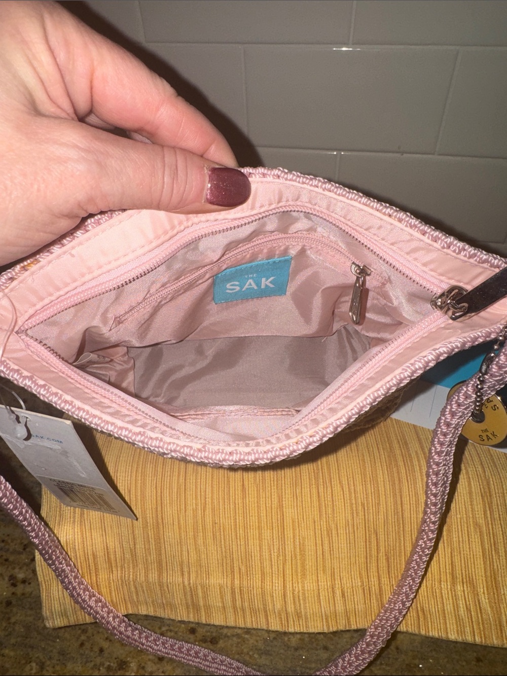 The Sak Pink Brown Multi Crochet Wave Crossbody - Picture 9 of 13